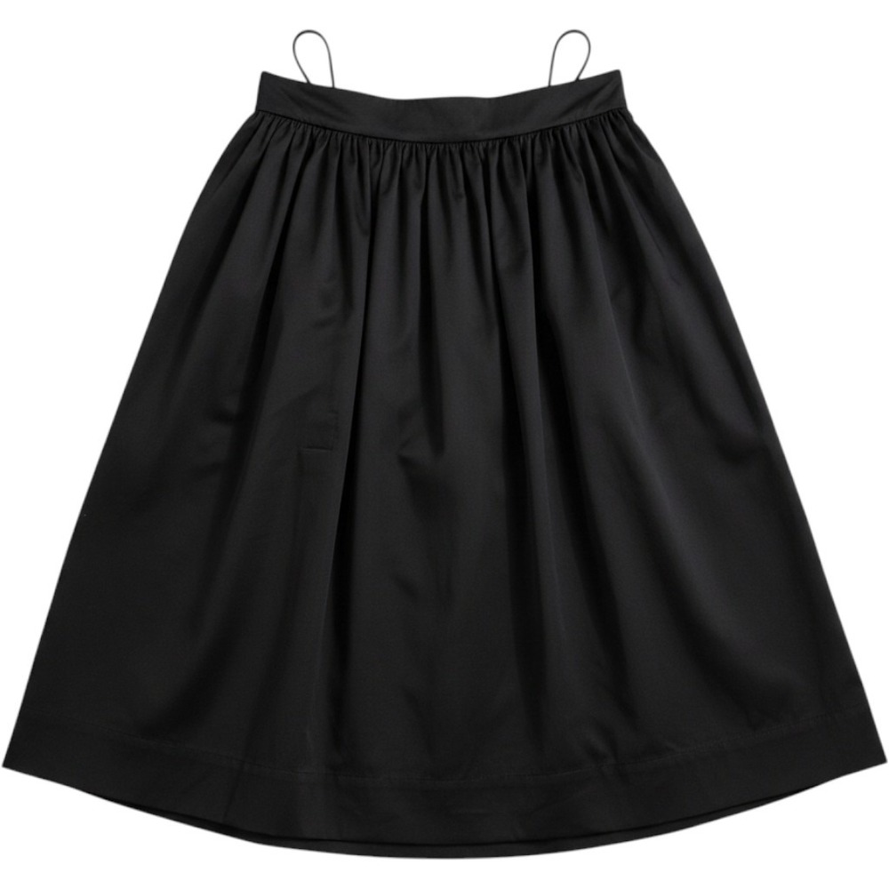 Zara Woman Skirt Womens L Black Pleated Midi Cotton Blend Pockets Minimalist